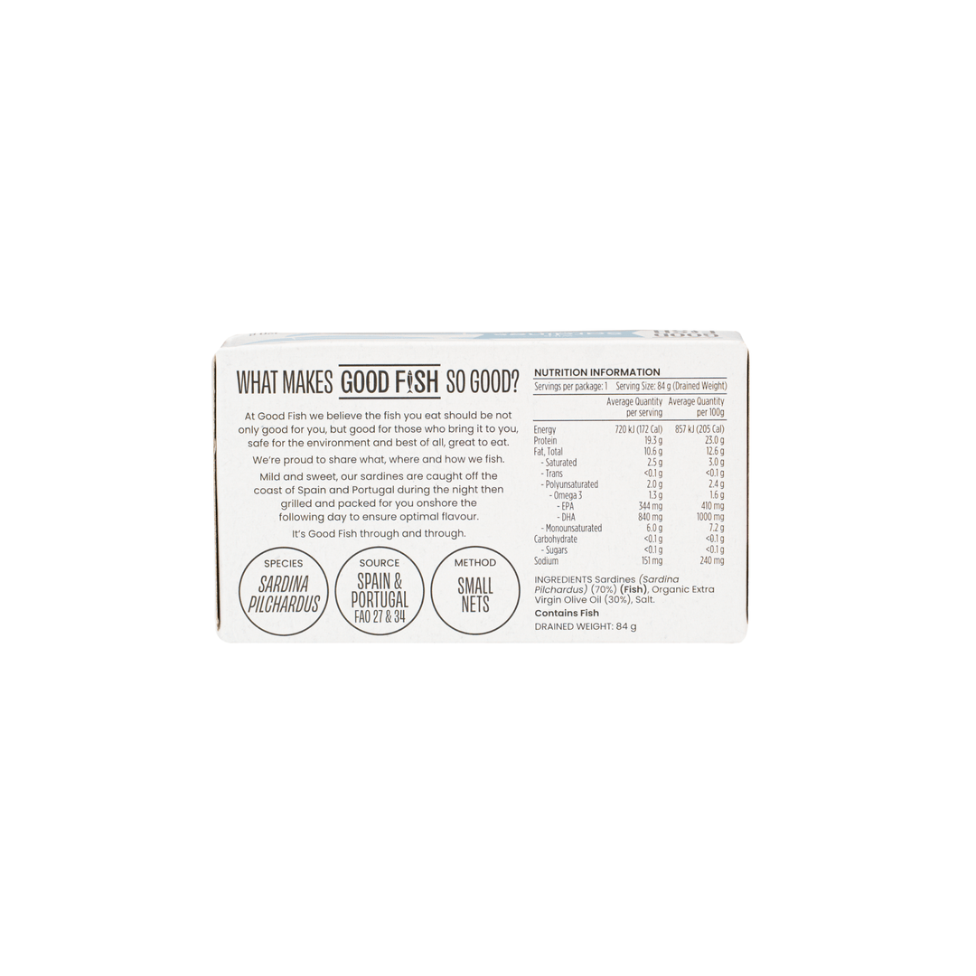 Wild Caught Sardines in Organic Extra Virgin Olive Oil - 120g Can