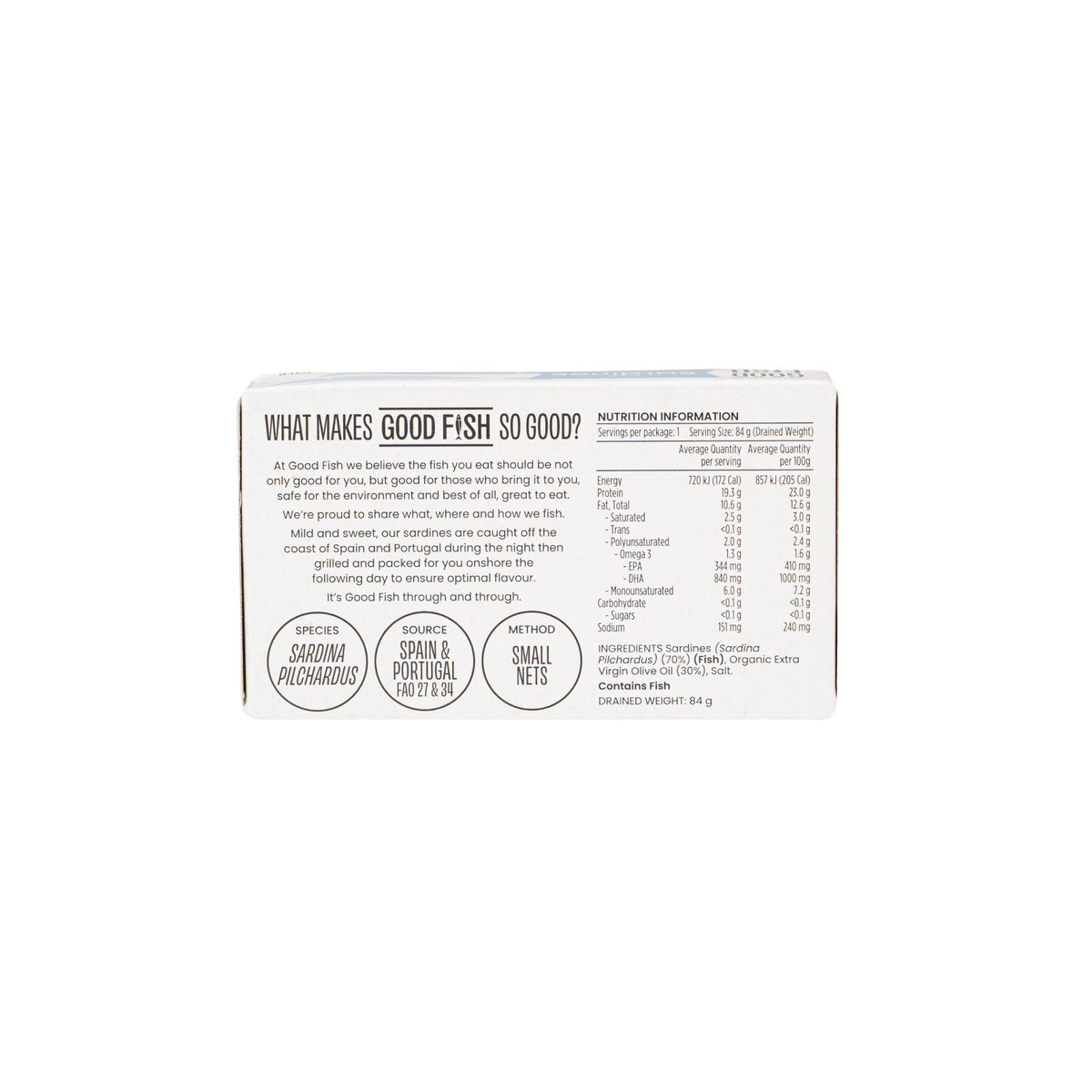 Wild Caught Sardines in Organic Extra Virgin Olive Oil - 120g Can