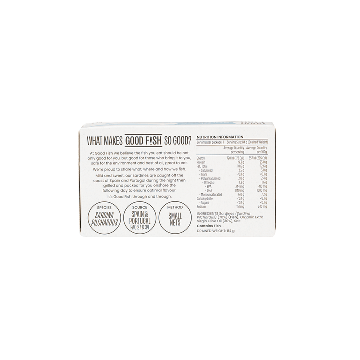 Wild Caught Sardines in Organic Extra Virgin Olive Oil - 120g Can