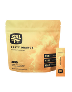 SALTT Zesty Orange Electrolyte Drink Mix - 30 Sticks package with electrolyte content details in orange packaging