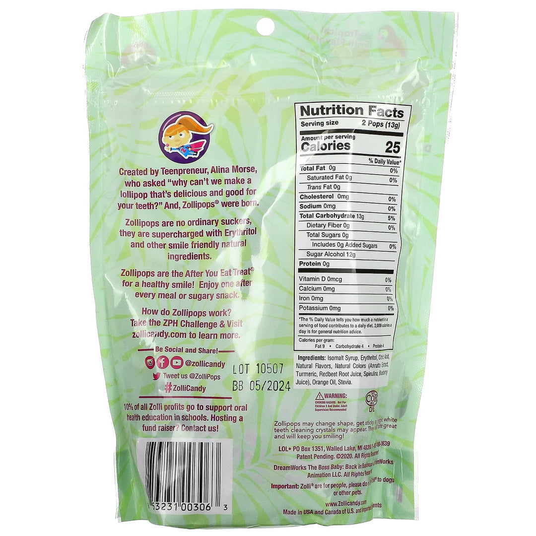 Zollipops Tropical Assorted - 23-25 Lollies - Yo Keto