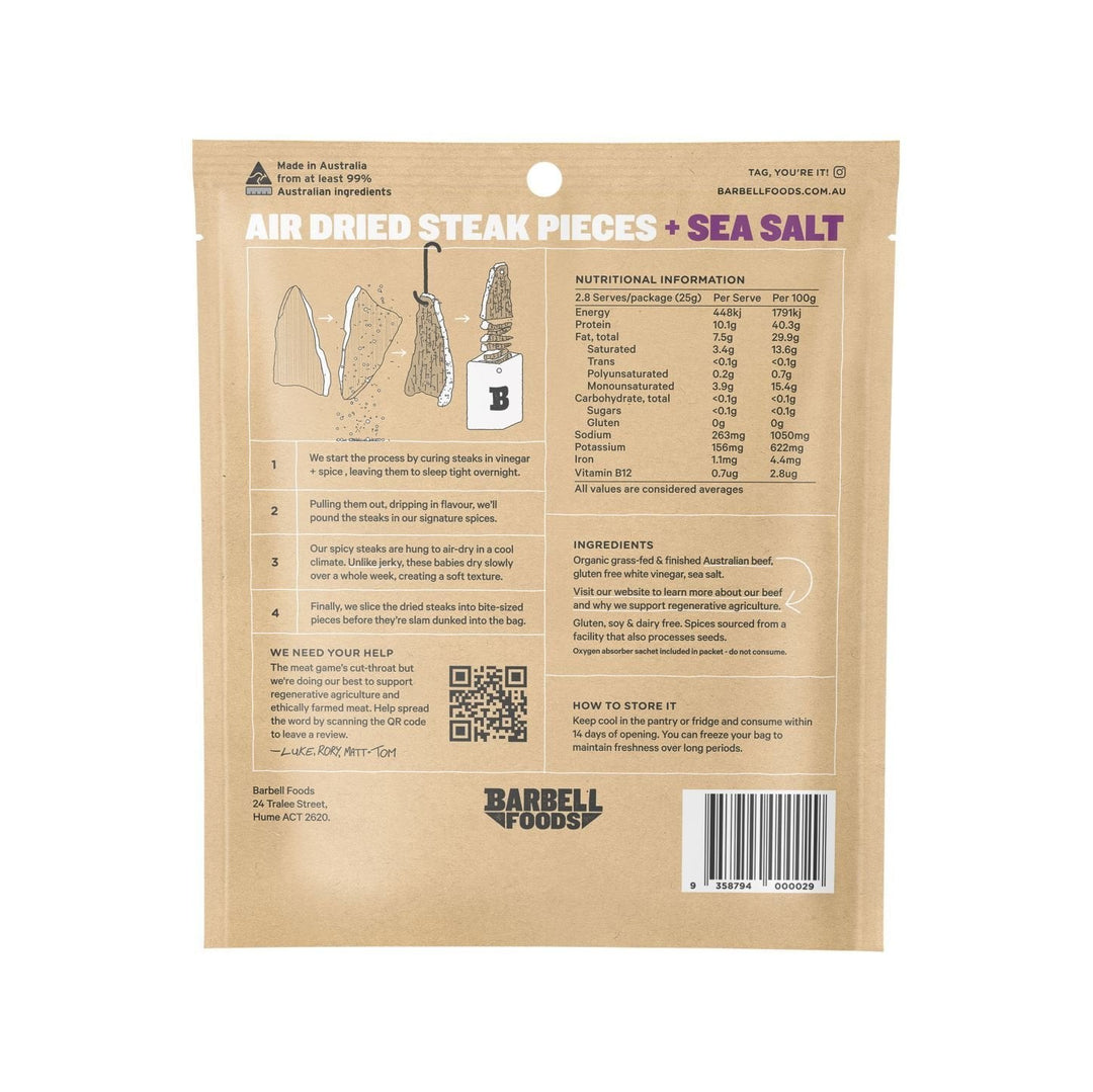 Air Dried Steak - Sea Salt - 70g - Yo Keto