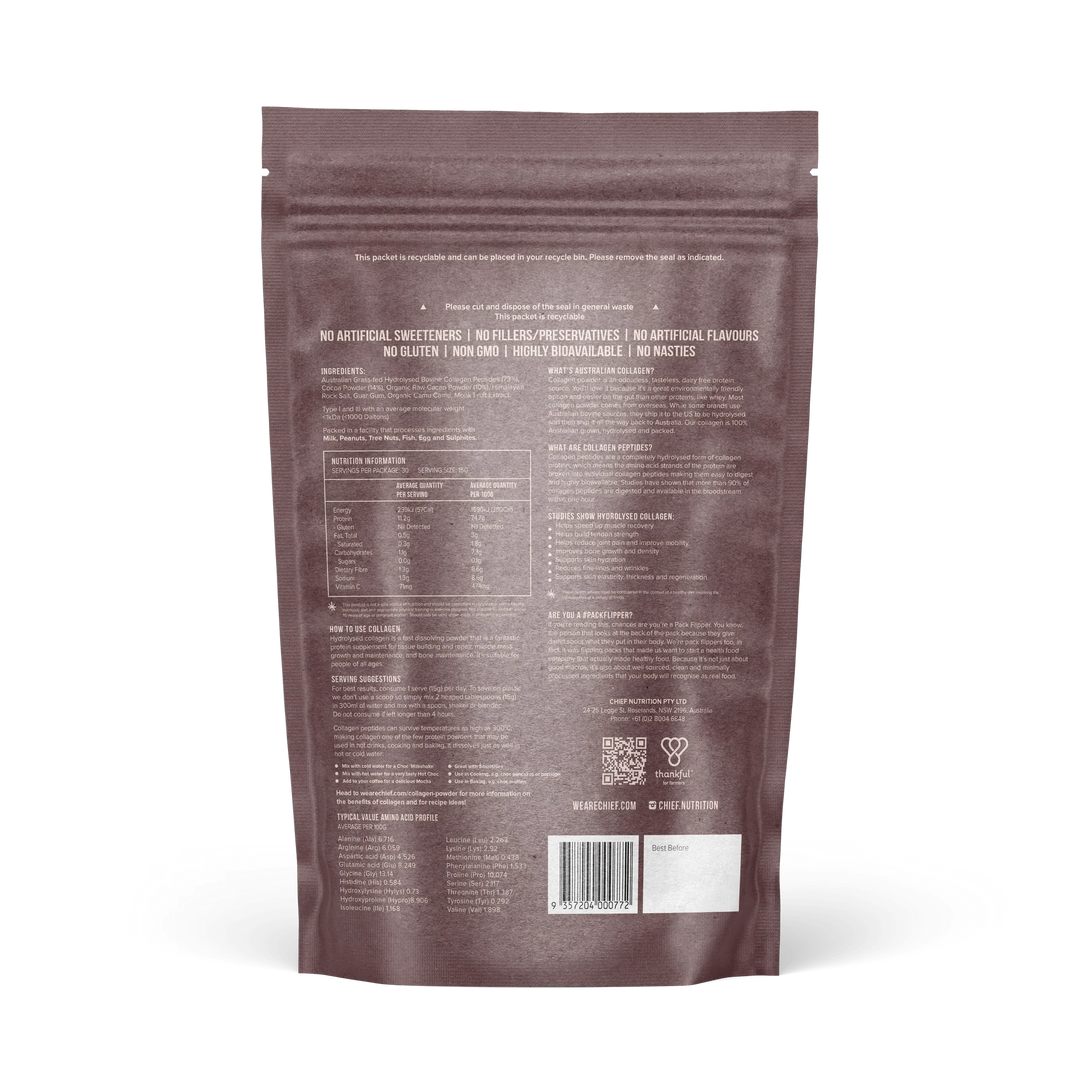 Grass-fed Collagen Protein Powder - Dark Chocolate - 450g - Love Low Carb