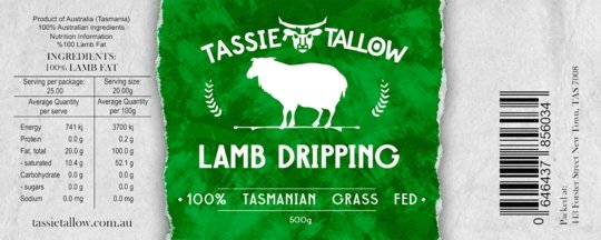 Premium Lamb Dripping - Tasmanian Grass Fed - Yo Keto