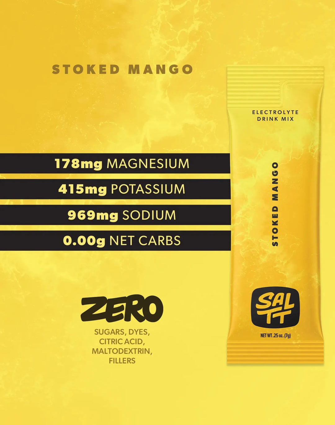 Stoked Mango Electrolyte Drink Mix - 30 Sticks - Love Low Carb