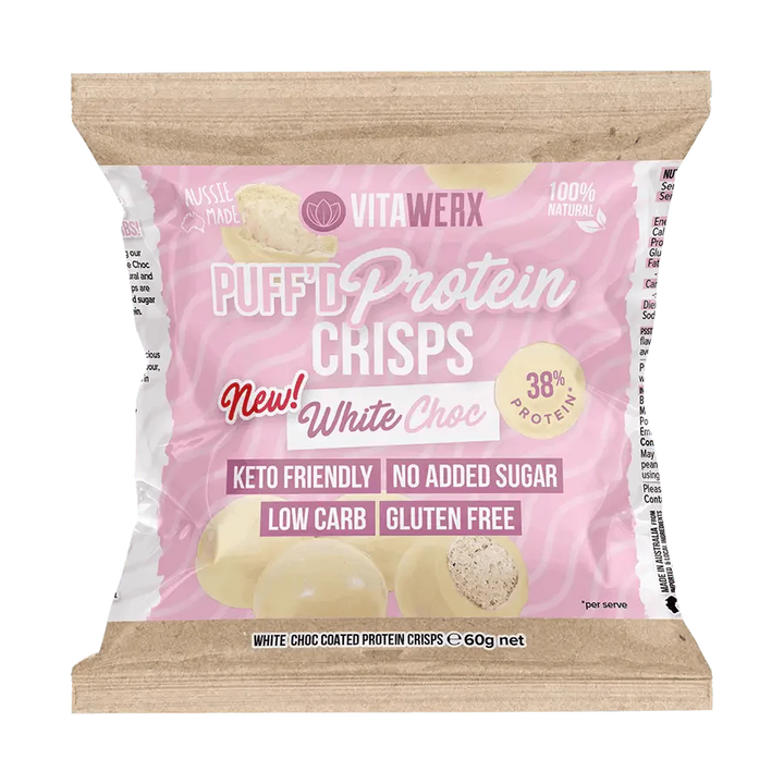 White Choc Puff'd Protein Crisps - Yo Keto