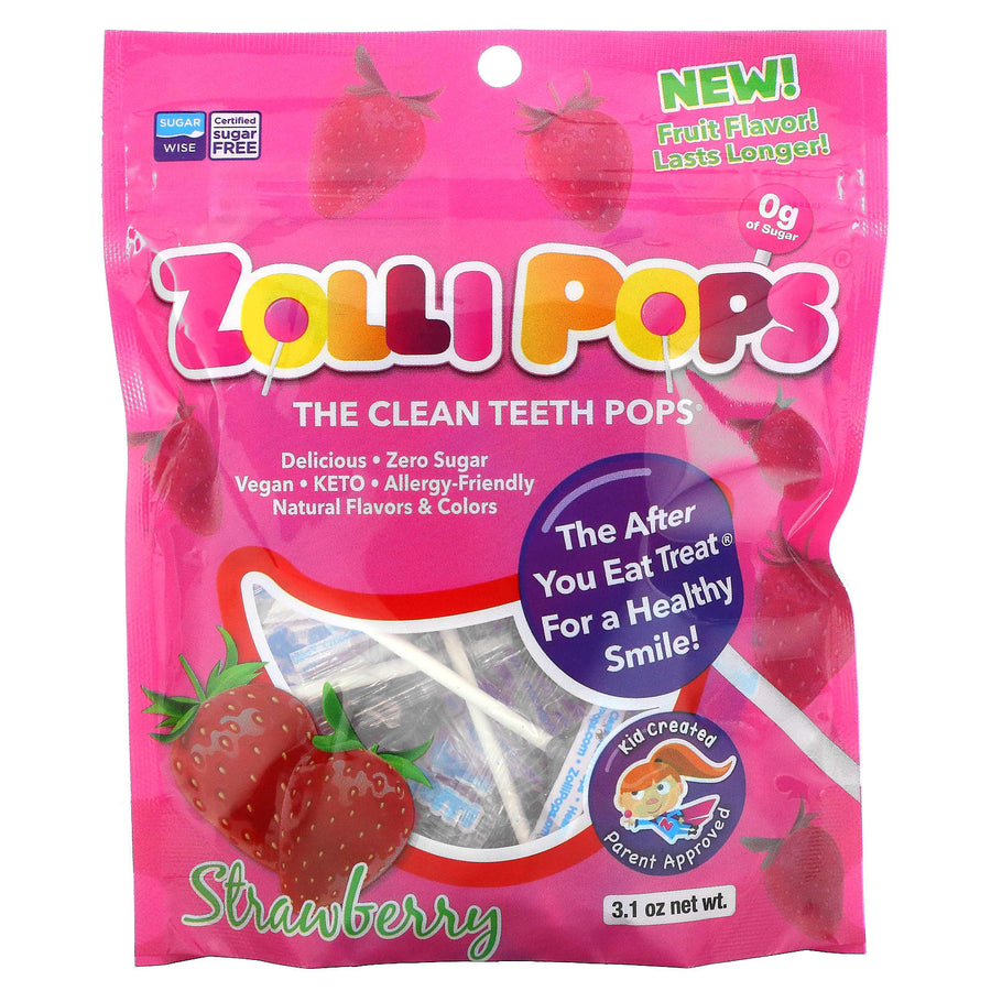Zollipops Strawberry - 15 Lollies - Yo Keto